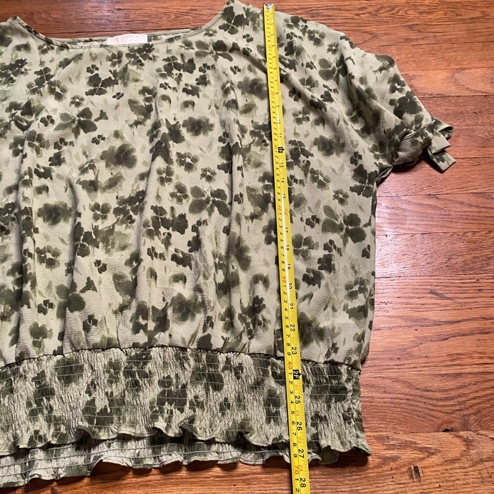 Michael Michael Kors Olive Floral Smocked Blouse – Green – Size 3X - Picture 9 of 9